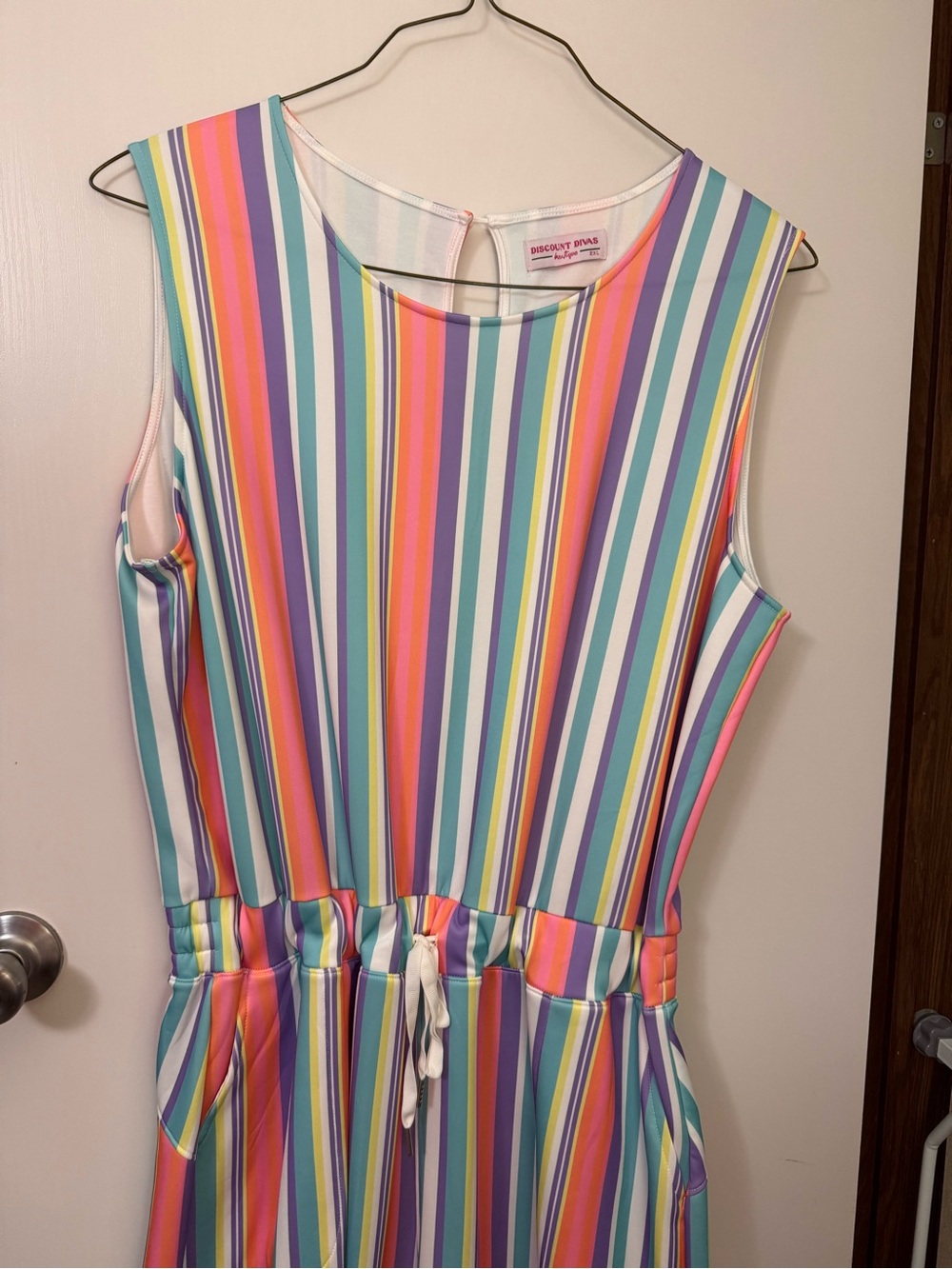 Discount Divas Girls' Multicolor Stripe Sleeveless Wide Leg Jumpsuit